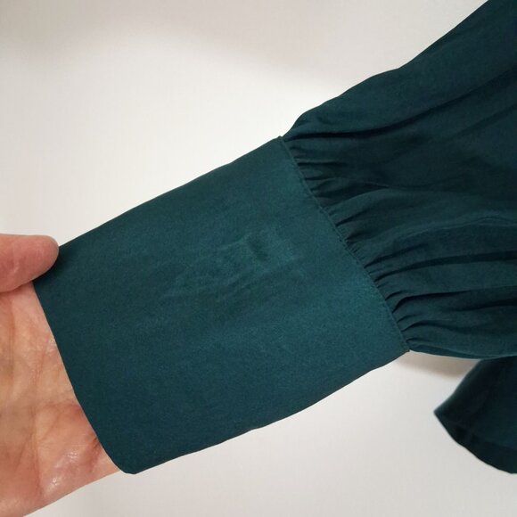 INWEAR Poet Sleeve Blouse Romantic Teal Green Puffy Faux Pearl Dreamy Moody 14 - Picture 13 of 13